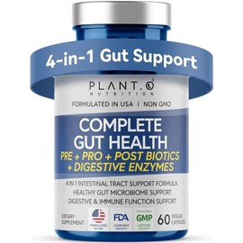4-in-1 Gut Health Supplement – Prebiotics, Probiotics, Postbiotics & Digestive Enzymes, DE111 Spore Probiotic, Digestive Support & Bloating, 60 Veggie Capsules