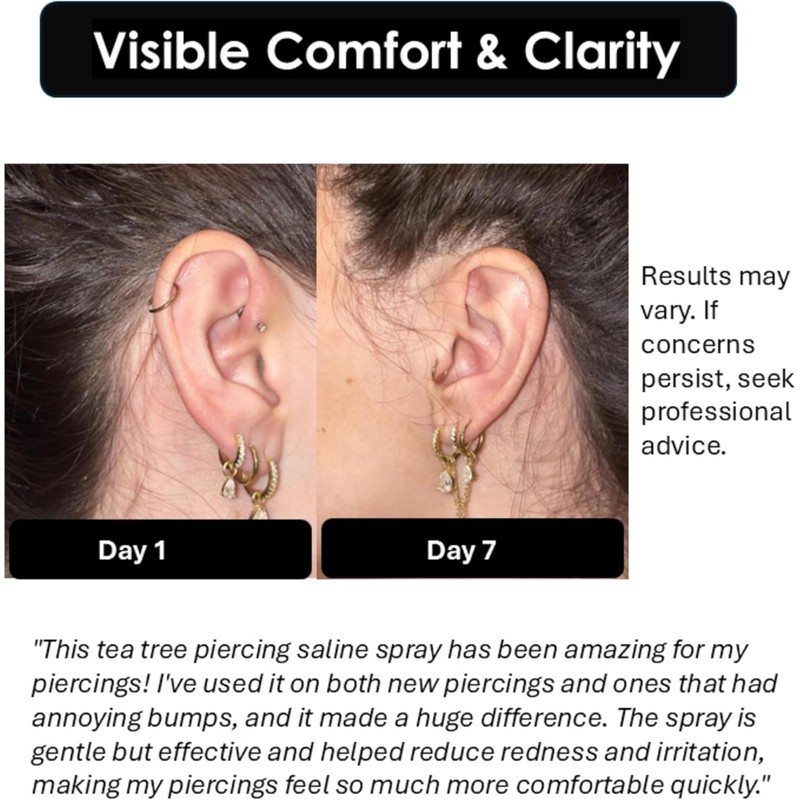 Wacan Advanced Tea Tree Piercing Spray, Saline Aftercare Piercing Cleaner