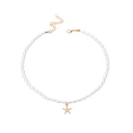 Pearl Shell Choker Necklace for Women Shell Starfish Pendant Necklace Pearl Layered Beach Necklace for Women Summer Hawaii Beach Surfer Holiday Gifts (Pearl choker)