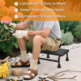 NurturaNook Step Stool with Handle – One Step Foot Stool for Adults, Non-Skid Bed Steps for High Beds, Adjustable Handrail with Night Light & Storage Bag, Safe Step Stool for Seniors & Elderly