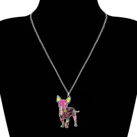 BONSNY Love Pets Enamel Zinc Alloy Metal Chihuahua Necklace Dog Animal pendant Unique Design 18" (Multicolor)