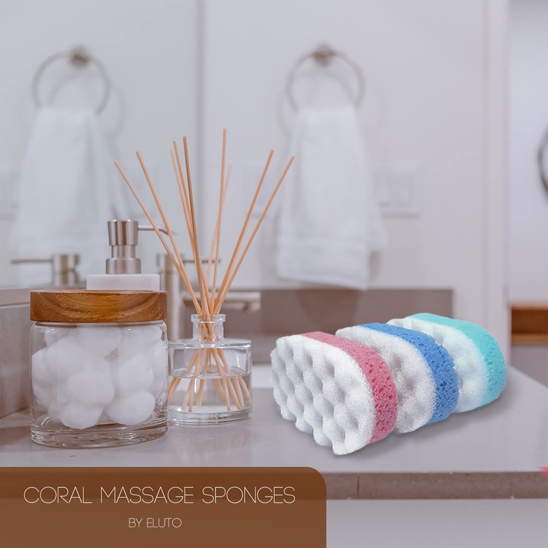 Bath Massage Sponge for Adults - Exfoliating Body Shower Scrubber