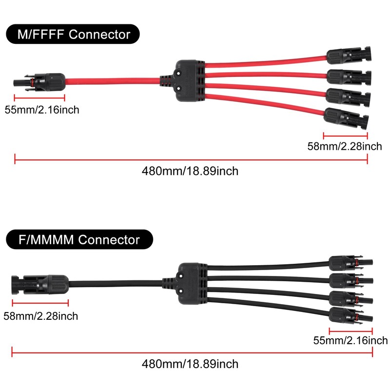ACEIRMC 2 Pairs Solar Panel Connectors 1 to 4 Y