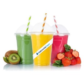 Nationwide Paper Strong Smoothie Cups with Dome Lids 12oz 25pcs for Smoothies, Milkshakes & Thick Drinks Recyclable and Reusable(345ml)