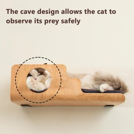 LIORCE Cat Wall Shelves, Creative Design Cat Shelf with Peephole, 19 x 10 inch Cats Wall Furniture with Comfortable Pad, Cats Perch for Sleeping, Playing, and Scratching.