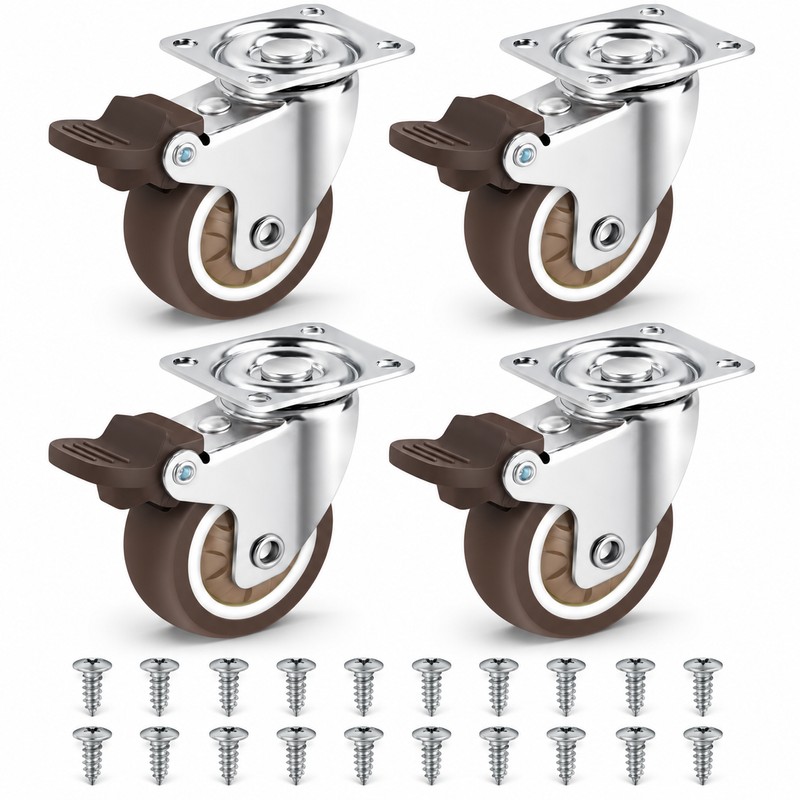 2-Inch Caster Wheels Set of 4 with Brakes & 20