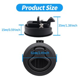 Kyuionty 2" Flush Pull Slam Latch, Plastic Round Boat Latches Hatch Latch Lock for Boat Deck Door Cabinet (4 Pack, Black)