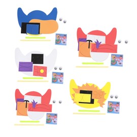 CORHAD 5 Set DIY Eva Cartoon Animal Hat Craft Kit for Headdress Materials for Preschool and Kindergarten Fun DIY Sticking Projects for Parent Interaction