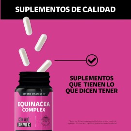 Equinacea Complex Con Ajo Y Vitamina C Beyond Vitamins | Betaglucanos Funcionales | Quercetina, Aguaje Y Zinc | Vitaminas Mujer / Hombre - 60 Caps