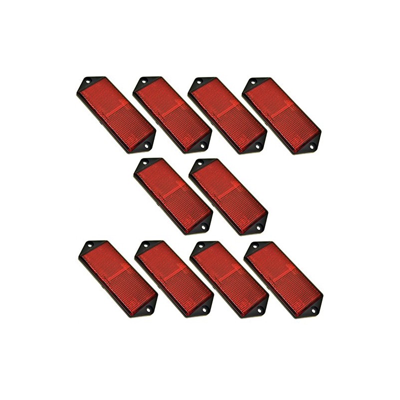 Red Large Rectangular Rear Reflector Pack of 10 Trailer Fence/Gate