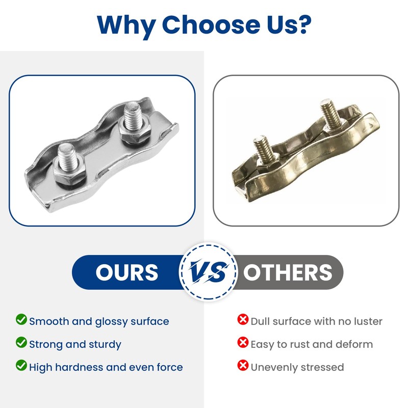 ZIUZI 12 Pcs M3 Stainless Steel Duplex Wire Rope Clip,