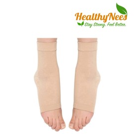 HealthyNees Extra Wide Ankle Big Feet 20-30 mmHg Compression Swelling Foot Pain Circulation Plus Size Sock Open Toe Sleeve (Beige Extra Wide Ankle 5XL)