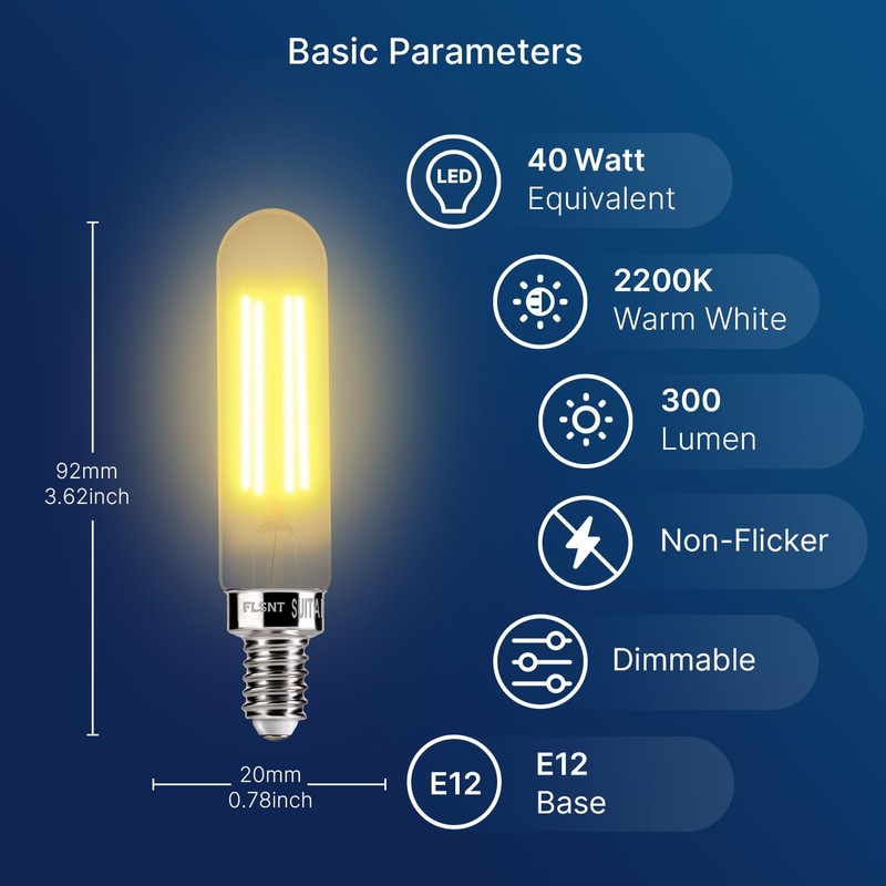 FLSNT Candelabra LED Light Bulbs 40W Equivalent, Dimmable E12 LED