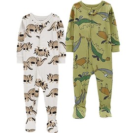 Carter's Baby Boys' 2-Pack Cotton Footed Pajamas (as1, age, 3_years, Dino/Animal)