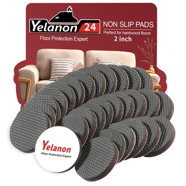 Yelanon Non Slip Furniture Pads -24pcs 2" Grippers Hardwood Floors