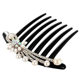 Ipetboom Floral Rhinestone Bridal Hair Comb Women's Pearl Headdress Bridal Shower Accessory Elegant Hair Ornaments