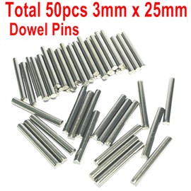 ZDingTech 50pcs 3mm x 25mm Dowel Pins,3mm Metal Dowel pins M3 3mm Shelf Pegs,Support Shelves,3mm x 25mm Metal Rod.304 Stainless Steel Wood Bunk Bed pegs