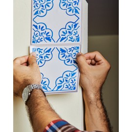 Poromoro Spanish Portuguese Azulejo Style Backsplash Peel and Stick Tile Stickers Set of 40 pcs(40_5.9_D)