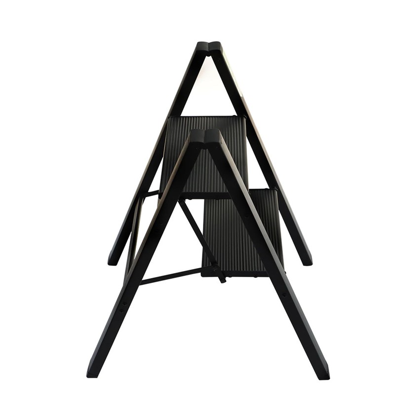 findmall 2 Steps Black Aluminum with Wide Treads Folding Step