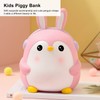 Piggy Bank Cartoon Cute Penguin Shape Pink Large Capacity Coin