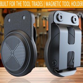 Magnetic Tool Holder | Strong Magnet Clip-On Belt Holster for Wrench, Pliers, Screw Driver, Hammer, Screws, Nails, Sockets, Trowel, Drill Bit, or Any Magnetic Tool and Hardware Holder
