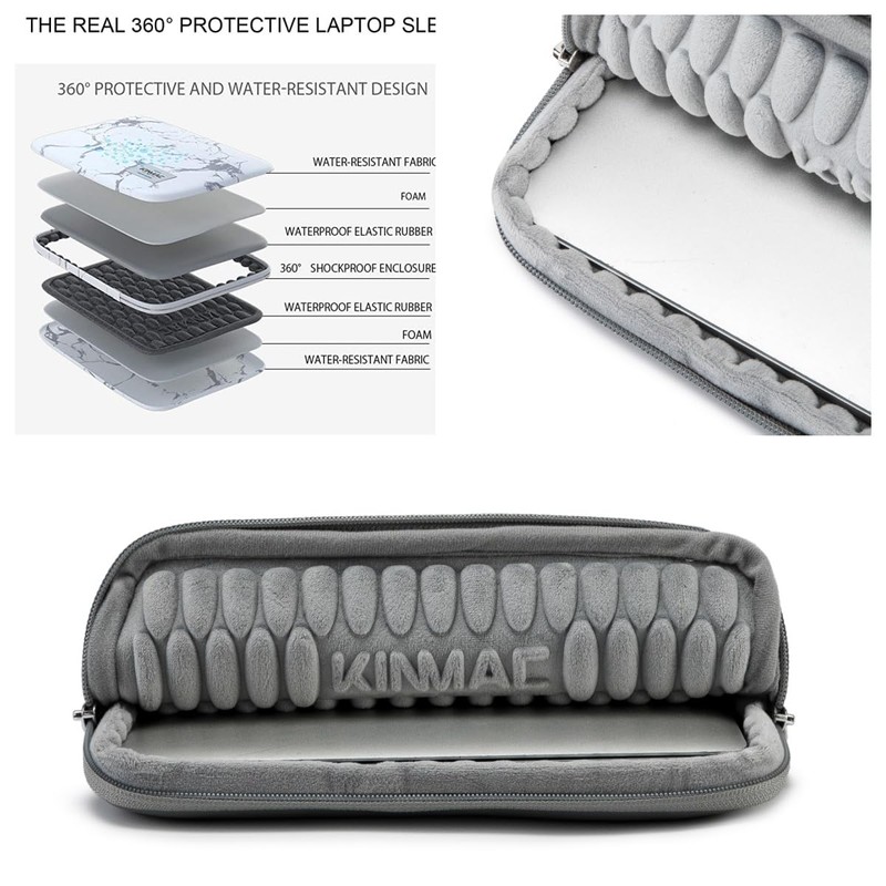 Kinmac Embossed PU Leather 360° Heavy Duty Protective Laptop Sleeve