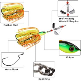 OROOTL Spinner Fishing Lure, Pike Bait, Spinner Bait, Jig Bait, Fishing Set, Artificial Bait, Blinker Set, Fishing Bait for Pike, Trout, Fishing, Perch