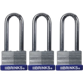 Brinks 162-44302 44mm Laminated Steel Padlock with 2-Inch Shackle, 3-Pack