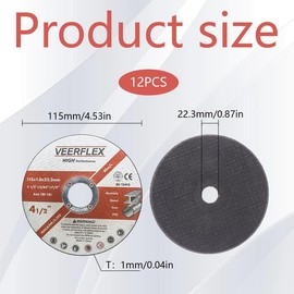12 Pcs 115mm Cutting Disc，Cutting Discs, Angle Grinder Discs for Metal, Grinder Discs, Metal Cutting Discs For Cutting Metal Wood