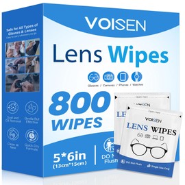 VOISEN Lens Wipes for Eyeglasses,800 Pack Eye Glasses Cleaner Wipes,Pre-Moistened Individually Wrapped Lens Wipes,Non-Scratching Non-Streaking,Safe for Eyeglasses, Goggles, Camera Lens, Phone