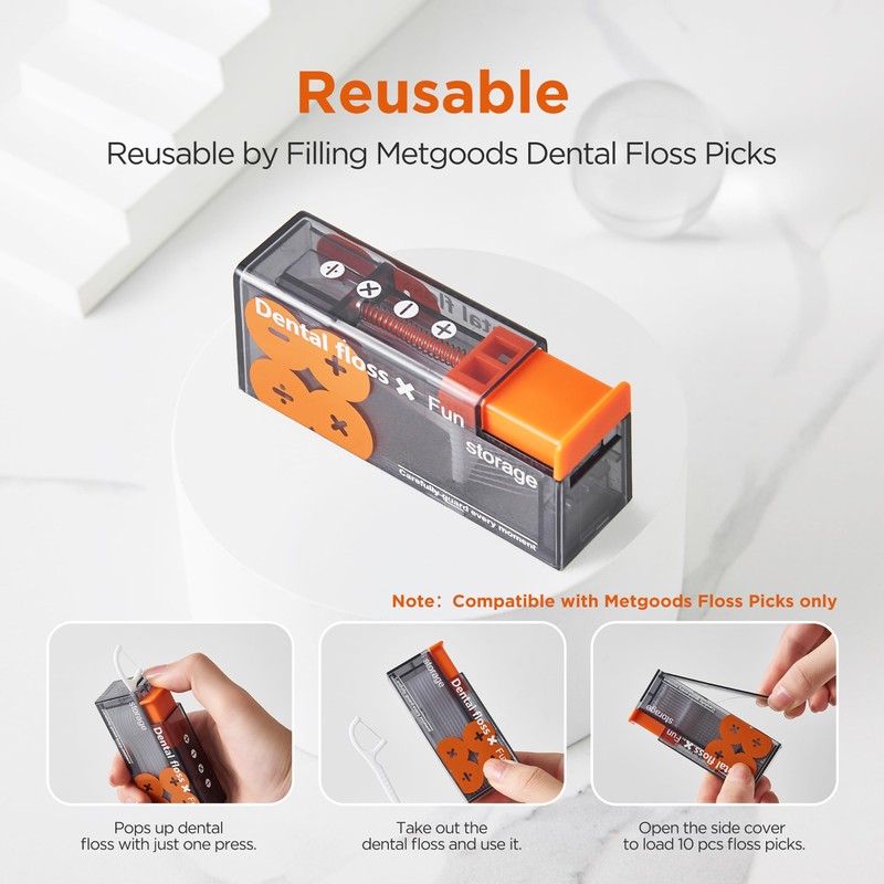 Metgoods Dental Floss Sticks for Aduts, Floss Pick Holder& Dispenser
