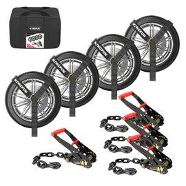 Kingfun Car Tie Down Straps for Trailers 4 Pack Lasso Straps - 2" x 120" Heavy Duty Trailer Strap, 10,000 lb Break Strength, Over The Wheel for Car Hauler, Truck, UTV, Utility Trailers