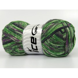 Lot of 4 x 100gr Skeins Ice Yarns Cotton Splash (100% Cotton) Yarn Green Shades Grey Purple