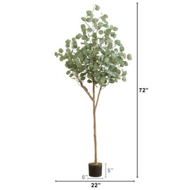Nearly Natural 6ft. Artificial Eucalyptus Tree, Green, Plastic, Iron Wire, Polyester Materials, 8.5 lbs