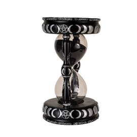 Pacific Giftware Mystic Black Cat Sandtimer with Black Sand Witchy Decor Featuring Moon Phases and Pentagram Ideal for Home Decor Bookshelves or Gifting for Cat Lovers