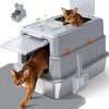 Stainless Steel Litter Box with Lid, High Sided Enclosed Metal