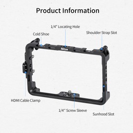Nitze Cage for PortKeys LH5P / LH5P II 5.5" Monitor with Sunhood and HDMI Cable Clamp - JT-I01B