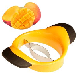 Mango Cutter, Stainless Steel Mango Divider Blade, Used for Mango Parts & Coring, Yellow