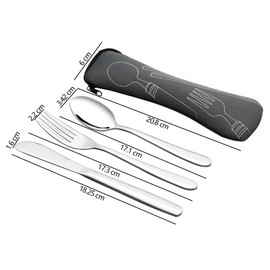 Knifefish Set of 4 Travel Cutlery Flatware Set with Case, Reusable Travel Silverware Set, Portable Travel Utensils Set
