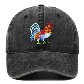 Rooster Premium Dad Hat Embroidered Baseball Cap Cute Cock (SX-Black)