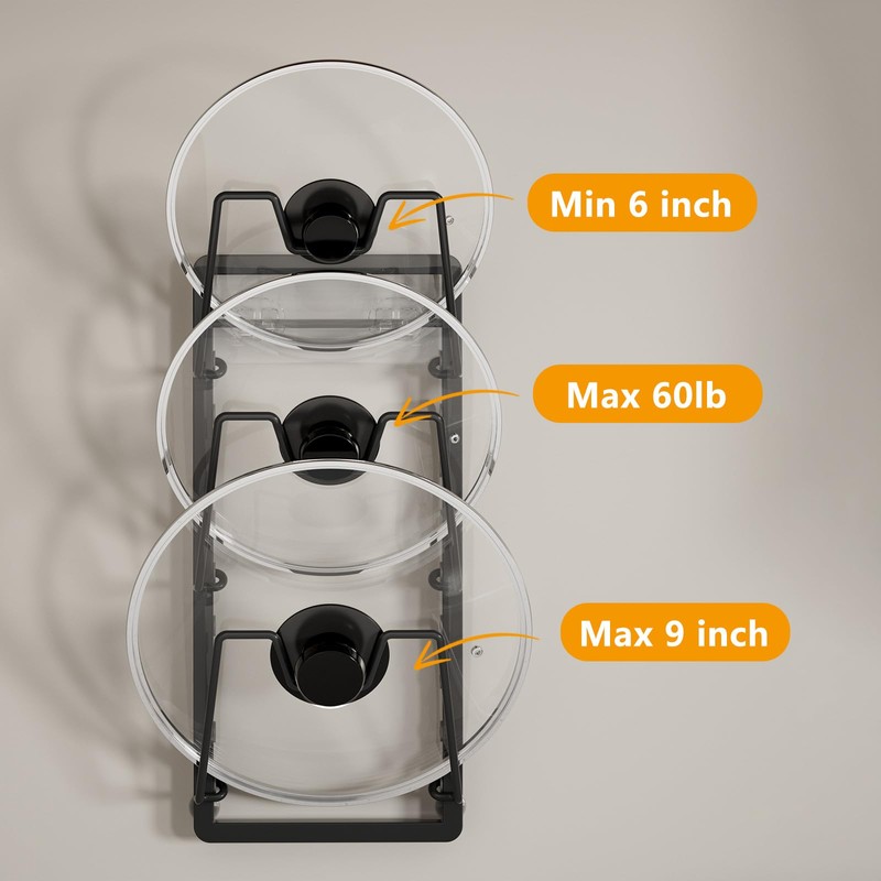 FEZHI pot lid organizer Rack, 3-tier adjustable and removable Pot