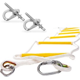 Fire Escape Rope Ladder 2 Story 16ft with Mounting Clips & Anchors - Second Story Escape Ladder Fast to Deploy & Easy to Use & Store - Compact - Weight Capacity up to 2000 lb Emergency Ladder 5m