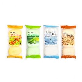 Jae-woo Assorted Beauty Soap 3-Pack (Cucumber/Ginseng/Apricot/White) Bath Soap Cucumber Soap 3-Pack (OPP Wrapped) 4ea