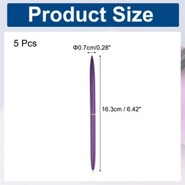 PATIKIL Slim Metal Ballpoint Pen, 5Pcs Black Ink 1mm Medium Point Pen Metallic Retractable Lightweight Smooth Writing Pens for Business Office Wedding Guest Book, Purple