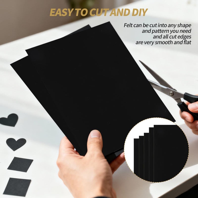 Amzlysdok 10PCS Black Felt Sheets with Self-Adhesive Backing,Soft Felt Fabric,