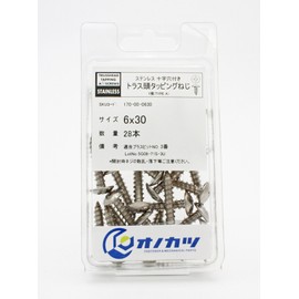 ONOKATSU Truss Head Tapping Screws, Stainless Steel, Size 6 x 30 mm, Pack of 28