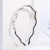 Formery Pearl Beaded Headband White Crystal Beads Wave Hairband Wedding