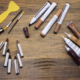 Furniture Repair Kit - Set of 42 - Wood Repair Kit Wood Fillers, Furniture Scratch Repair Markers and Wax Sticks with Scraper, Brushes, for Scratches, Stains, Wood Floor, Laminate, Cabinet