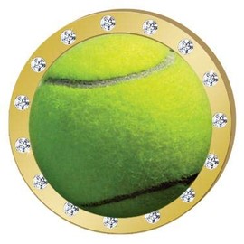 Crown Awards Tennis Ball Gold Rhinestone Pin, Gold Tennis Pins, 100 Pack Prime