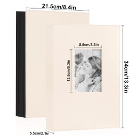 Benjia Photo Album 300 Pockets 6x4 Photos, Extra Large Size Leather Cover Slip in Wedding Family Photo Albums that Holds 300 6x4" / 10x15cm Photos Pictures Beige